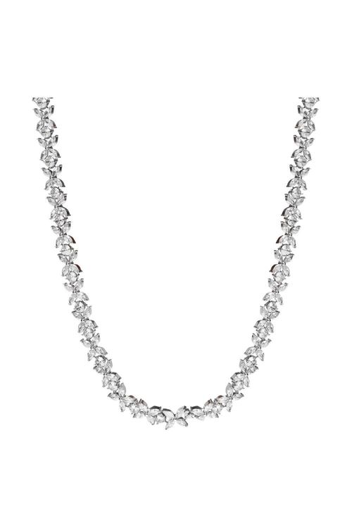 Rhodium Plate Floral Cubic...