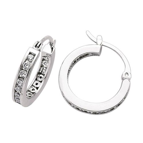 Silver  CZ Huggie Hoop...