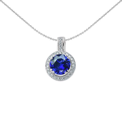 Silver  Blue CZ Halo Pendant...