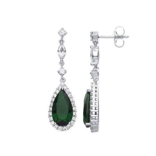 Silver  Green Pear Cut CZ...