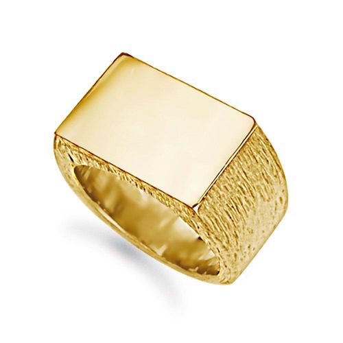 9ct Gold  Engravable Barked...