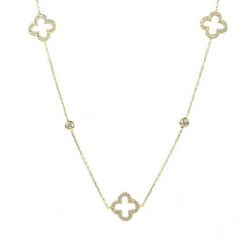 Open Clover Long Necklace Gold