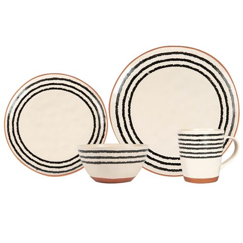 Stripe Rim Stoneware Dinner...