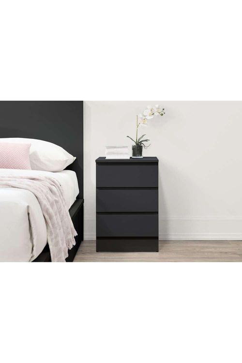 Oslo 3 Drawer Bedside Grey