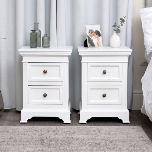 Pair Of White Two Drawer...