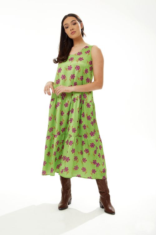 A-Line Maxi  Dress In Green...