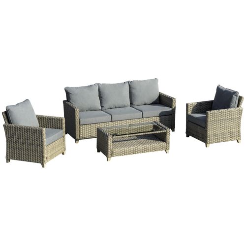 4 Pieces Patio PE Rattan...