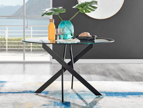 Novara 120cm Round 6-Seater Dining Table With Black Metal Legs by Debenhams