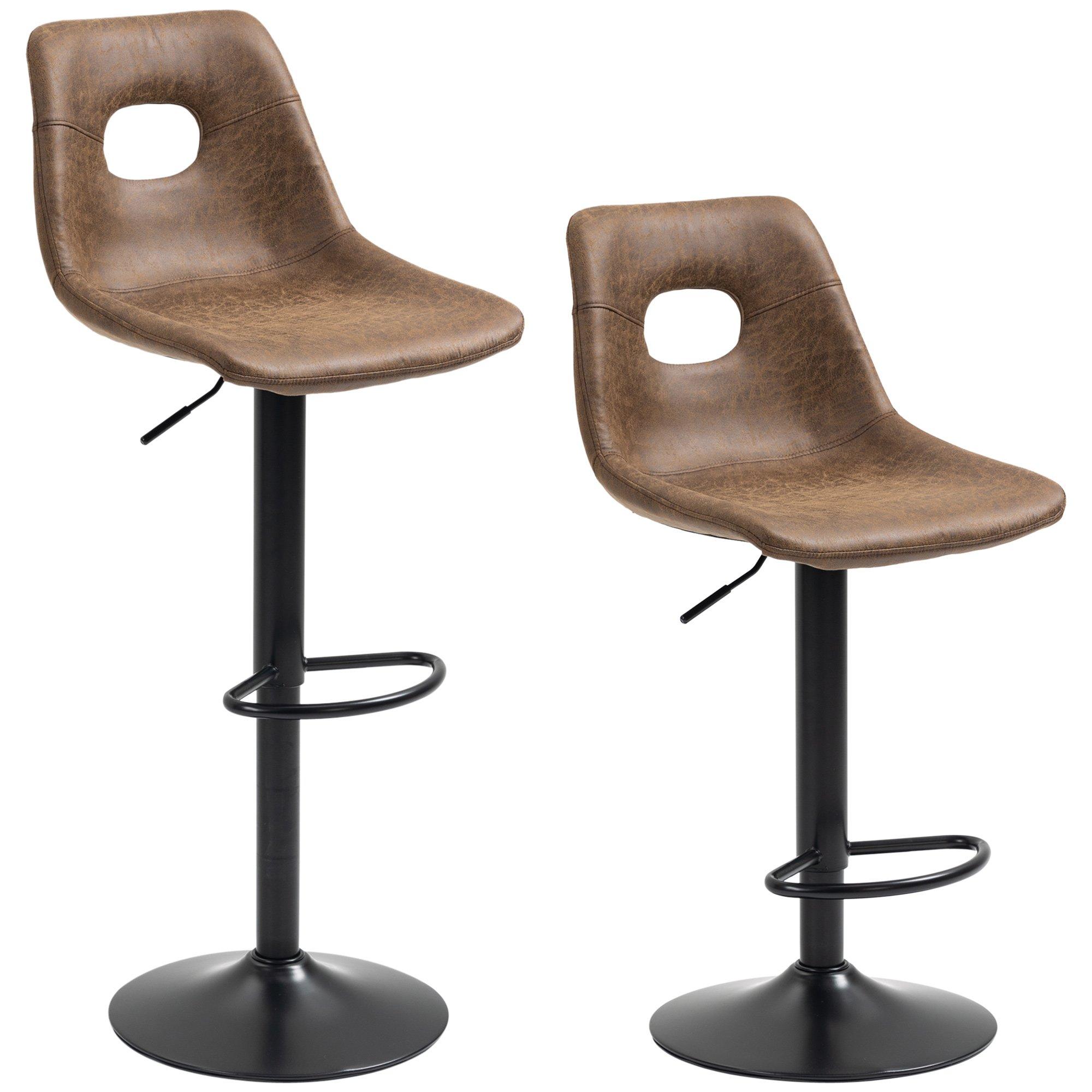 Retro Bar Stools Set of 2 Adjustable Breakfast Dining Stools