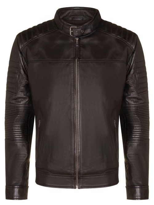 Leather Quilted Biker Jacket...