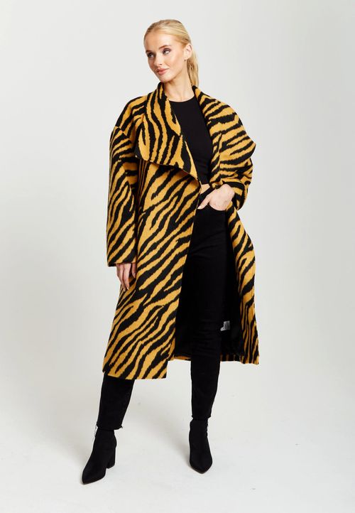 Zebra Print Longline Coat In...