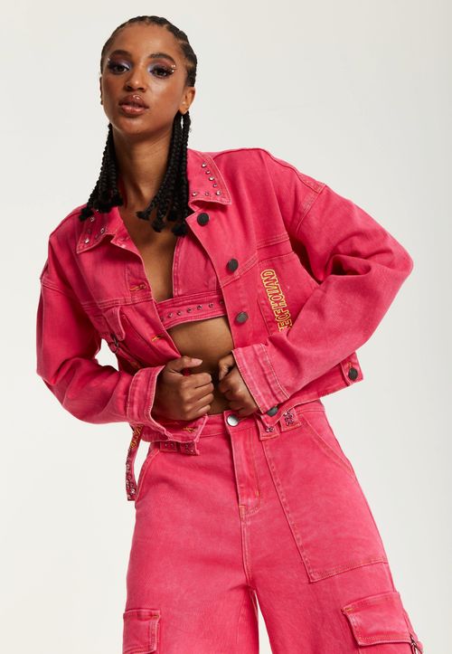 Oversized Hot Pink Denim...