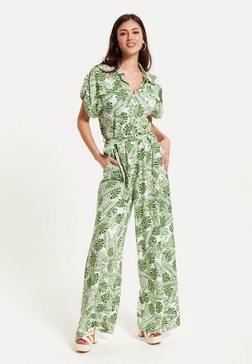 Green Leaf Printed Jumpsuit