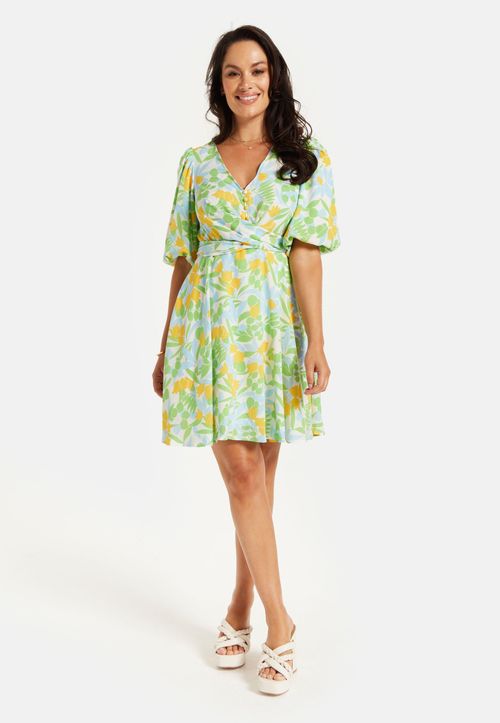 Yellow Floral Summer Dress...