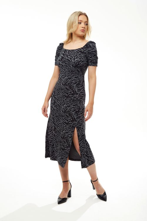 Fitted Midi Dress in Black...