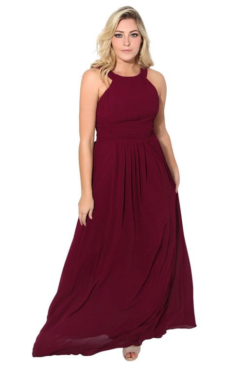 Pleated Front Chiffon Maxi...