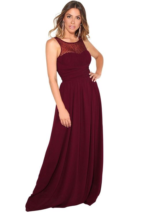 Gem & Mesh Front Chiffon Maxi...