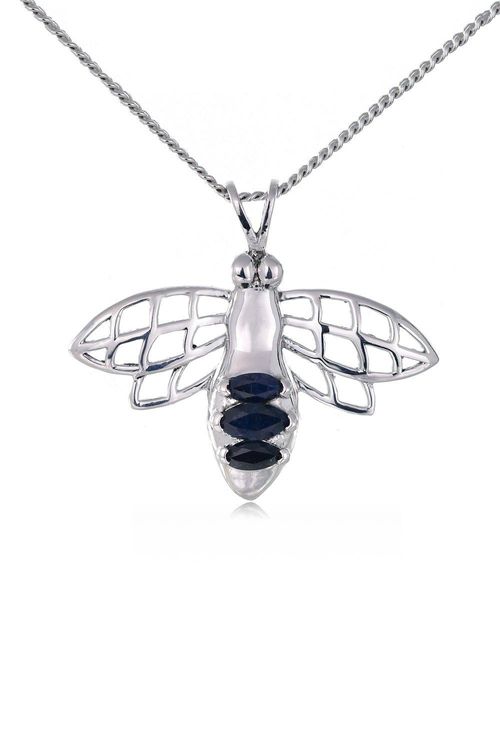 Sapphire Bee Pendant Necklace