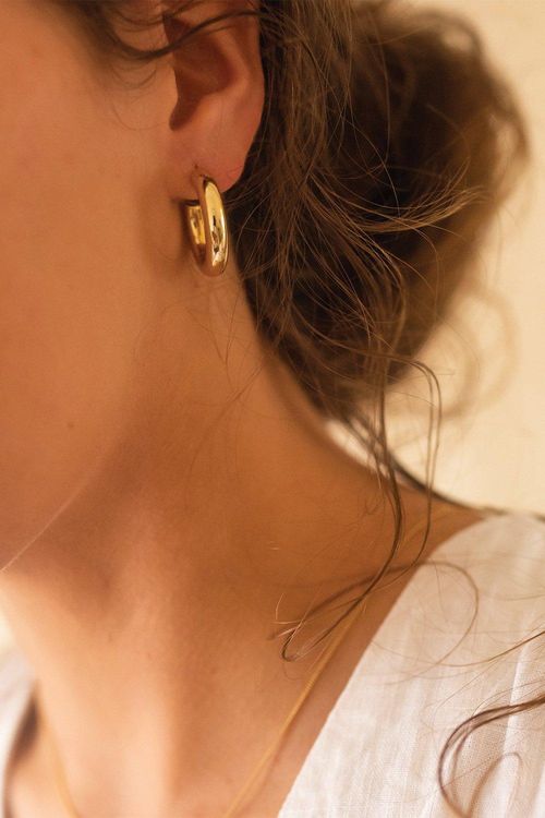 Chunky 14K Gold Hoop Earring