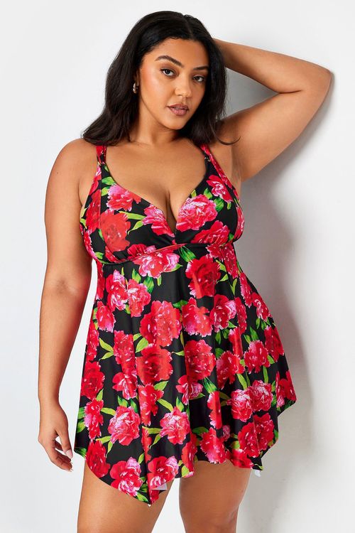 Floral Print Hanky Hem Swim...