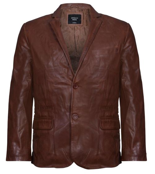 Slim 2 Button Leather Blazer...