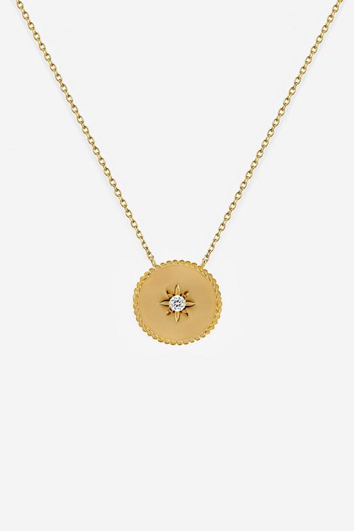 Gold North Star Coin Necklace