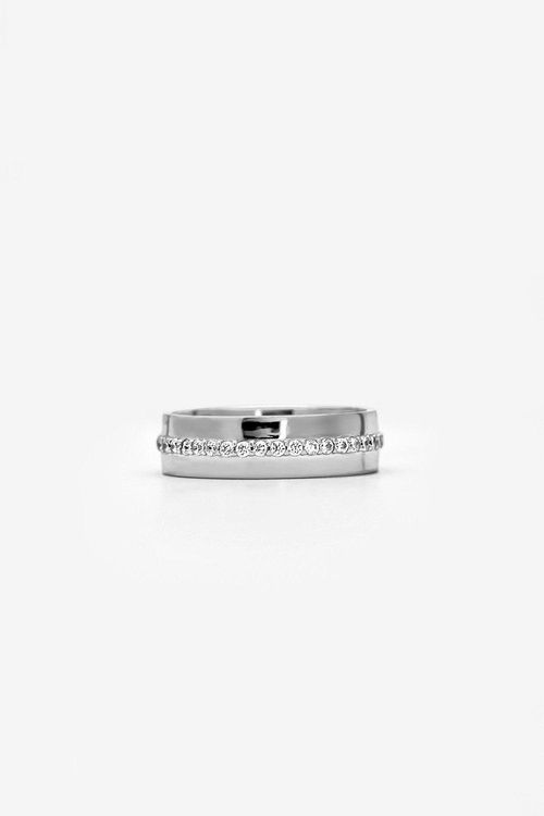 Silver Thick Ring Band With...