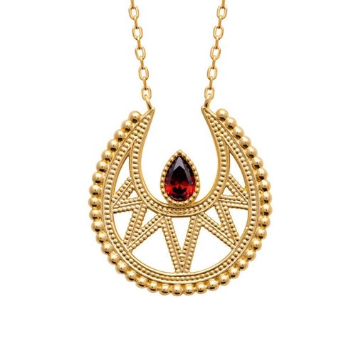 18ct Gold Plated Garnet Red...