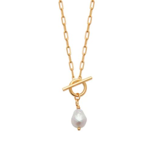 18ct Gold Vermeil Pearl T-Bar...