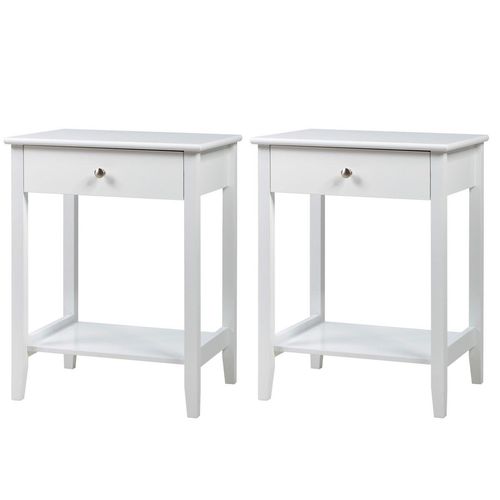 Set of 2 Nightstand Wooden...