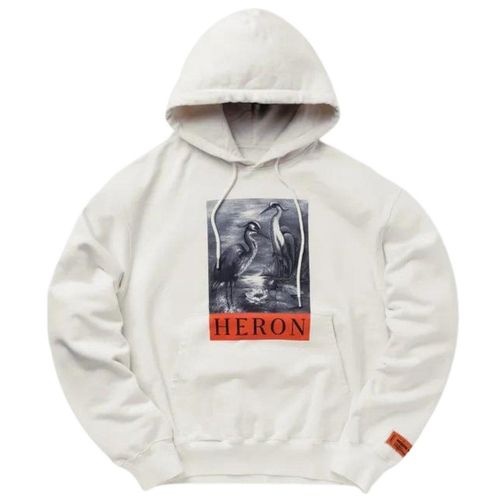 Boxed Heron Logo White Hoodie