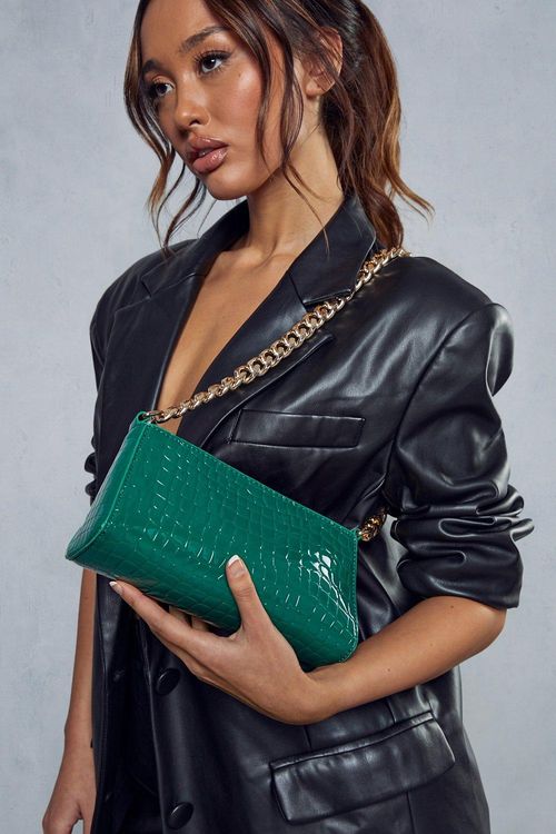 ELLIE, Crocodile Handbag, Emerald Green 