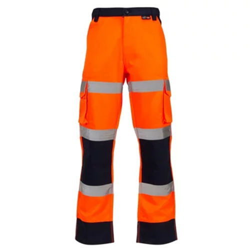 Hi Vis Two Tone 3 Band Combat Trousers - Orange/ Navy - Long 34W | £28. ...