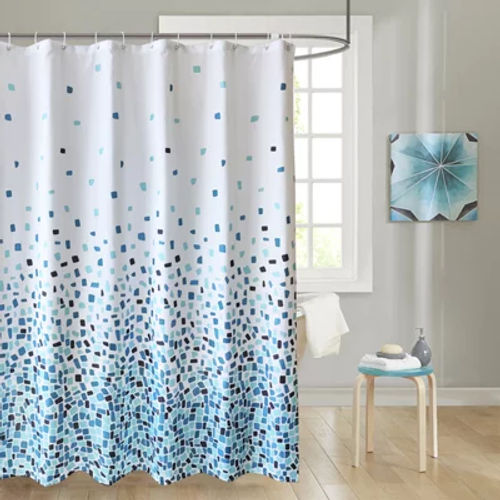 Neel Blue Shower Curtain...