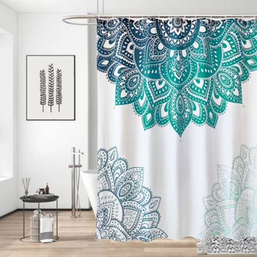 Neel Blue Shower Curtain With...