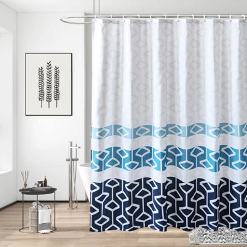 Neel Blue Shower Curtain With...