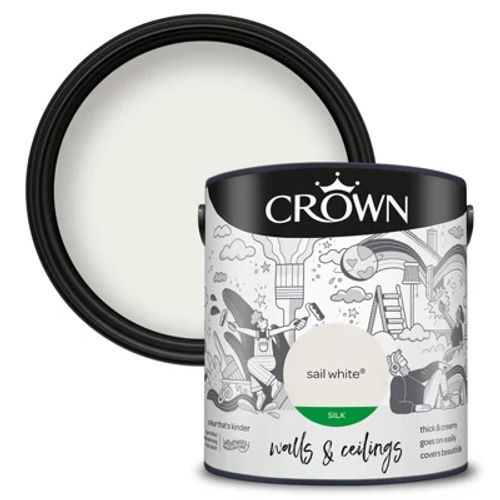 Crown Walls & Ceilings Silk Emulsion Paint Sail White - 2.5L | £25.00 ...