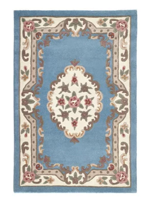 Blue Traditional Wool Rug,...