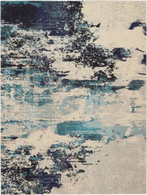 Ivory/teal/blue Rug, Abstract...