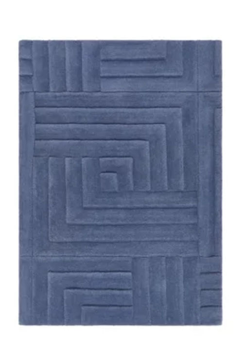 Blue Rug, Geometric Wool Rug,...