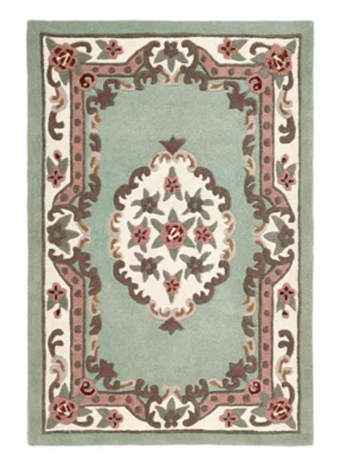 Green Traditional Wool Rug,...