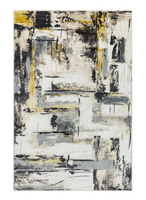 Modern Yellow Rug, Abstract...