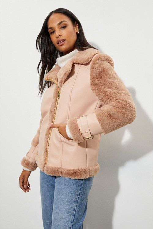 Womens Luxe Faux Fur Aviator...