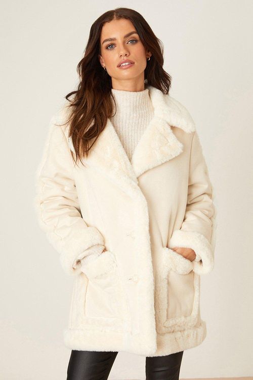 Womens Petite Luxe Faux Fur...