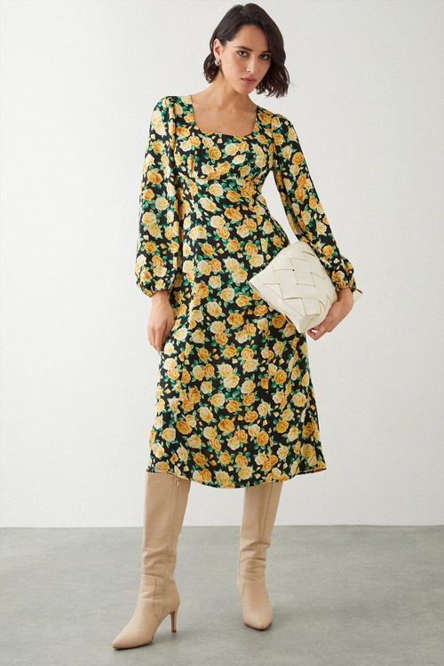 Womens Yellow Rose Print...