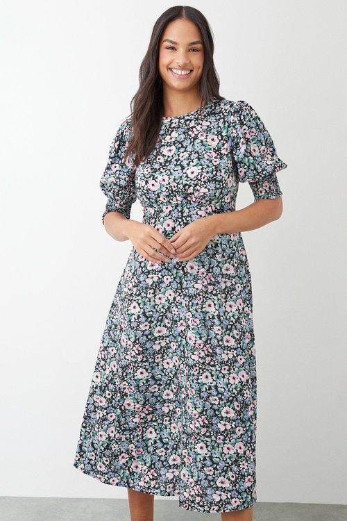 Womens Multi Floral Shirred...