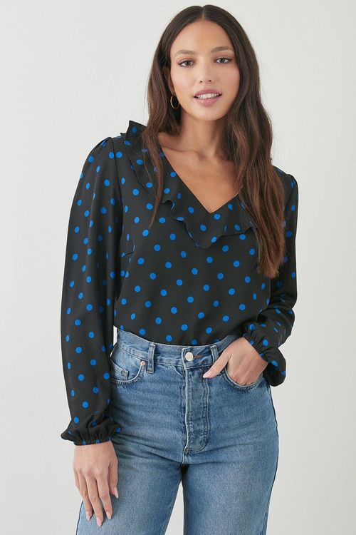 Womens Tall Blue Spot Frill...