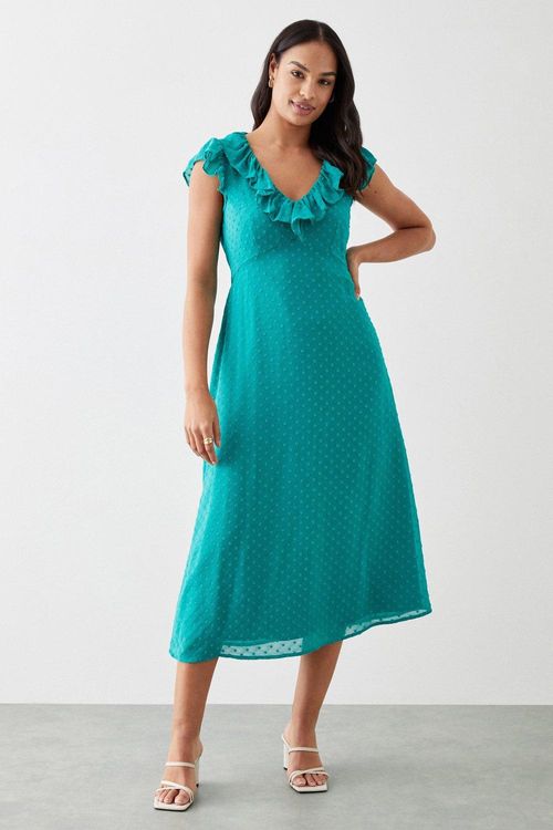 Womens Green Dobby Chiffon...