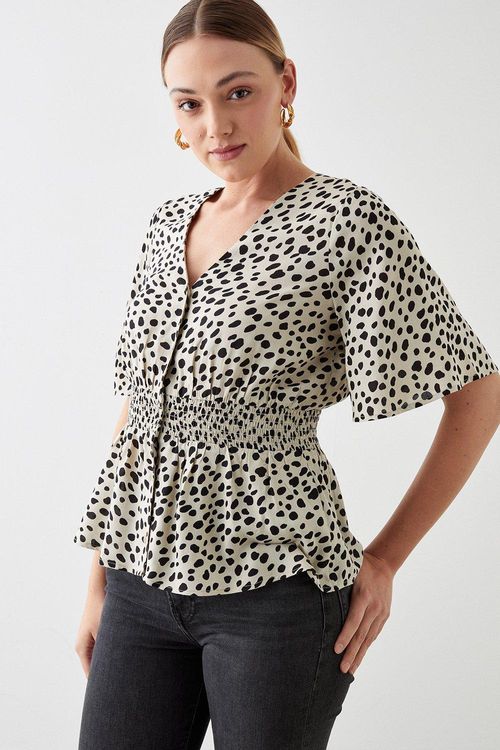 Womens Animal Print Button...