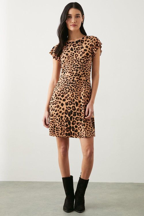 Womens Leopard Printed Ruffle...